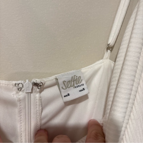 Selfie Leslie White ribbed Midi Dress - Picture 5 of 11